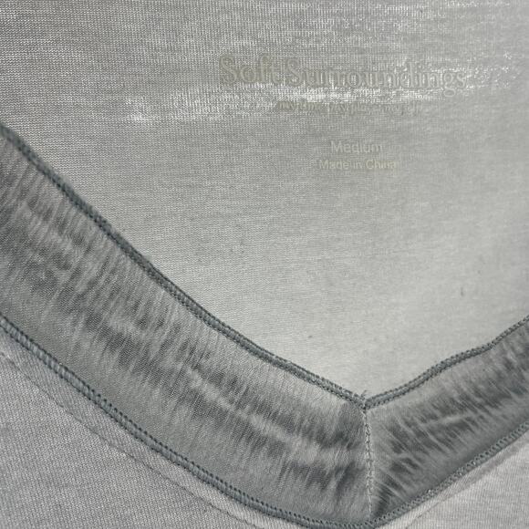 SOFT SURROUNDINGS Womens Grey Tunic Top Size M Contrast Hem 3/4 Sleeve V-Neck - Picture 4 of 7